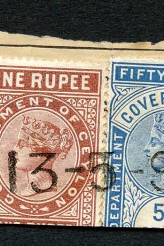 Ceylon Telegraph SIX COLOUR FRANKING on piece