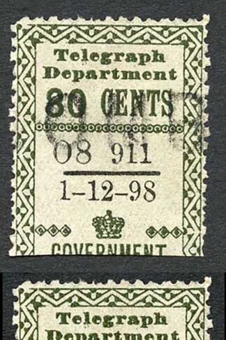 Ceylon Telegraph SGT138 80c Olive Variety Breck in Top Left Frame Line 1.12.98