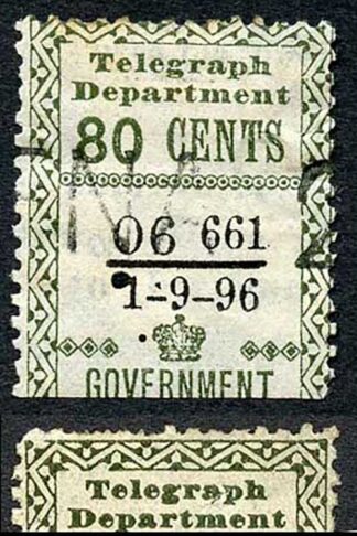 Ceylon Telegraph SGT138 80c Olive Variety Breck in Top Left Frame Line 1.9.96
