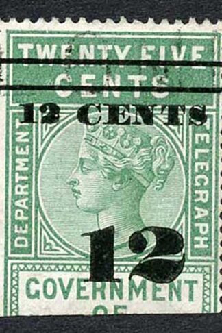 Ceylon Telegraph SGT24 12c on 25c Green Type T17 fine used Cat 22 pound