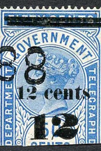 Ceylon Telegraph SGT25 12c on 50c Blue Type T19