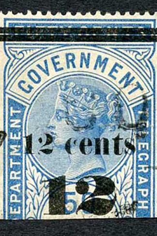 Ceylon Telegraph SGT25 12c on 50c Blue Type T19