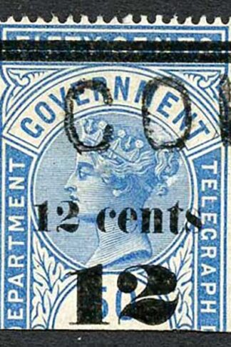 Ceylon Telegraph SGT25 12c on 50c Blue Type T19