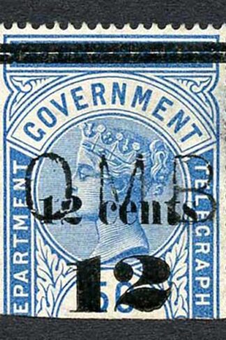 Ceylon Telegraph SGT25 12c on 50c Blue Type T19