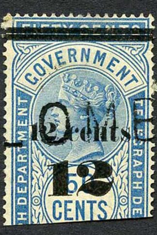 Ceylon Telegraph SGT25 12c on 50c Blue Type T19