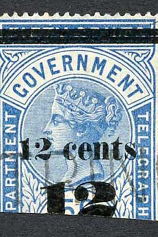 Ceylon Telegraph SGT25 12c on 50c Blue Type T19