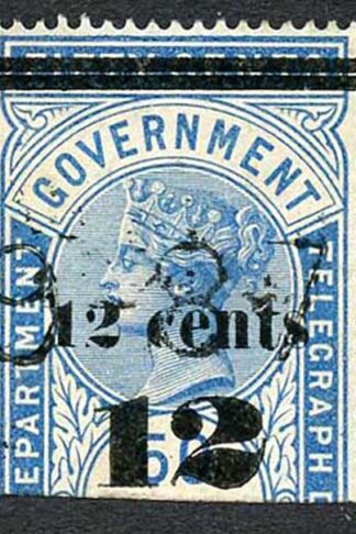 Ceylon Telegraph SGT25 12c on 50c Blue Type T19