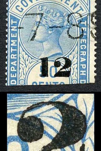 Ceylon Telegraph SGT27a 12c on 50c 2 with Straight Foot Cat 75 pounds Variety