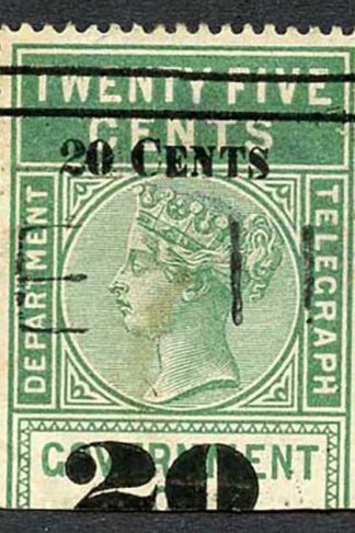 Ceylon Telegraph SGT31 20c on 25c Green Type 26 Cat 15 pounds