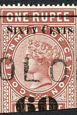 Ceylon Telegraph SGT75 60c on 1r red-brown Type 70
