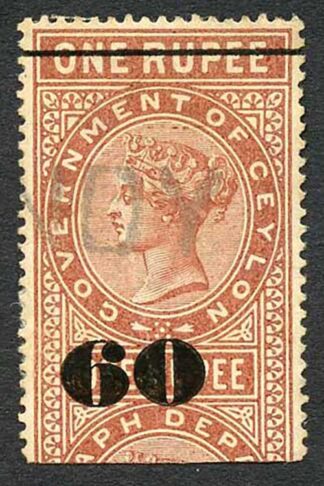 Ceylon Telegraph SGT74 60c on 1r red-brown Type 69 Cat 7 pounds