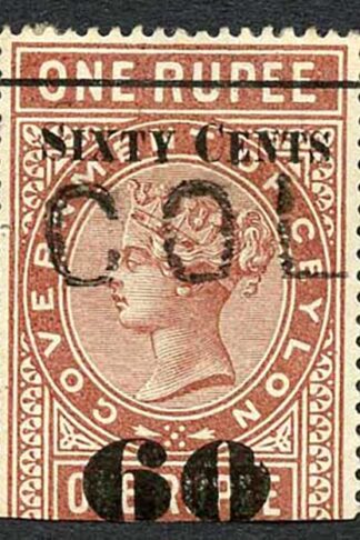 Ceylon Telegraph SGT75 60c on 1r red-brown Type 70 Breck in 0