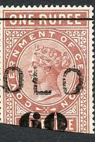 Ceylon Telegraph SGT74 60c on 1r red-brown Type 69