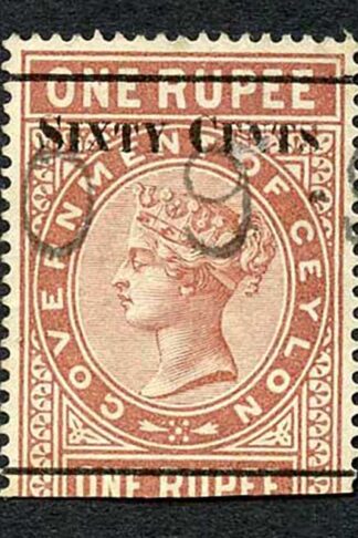 Ceylon Telegraph SGT73 60c on 1r red-brown Type 68
