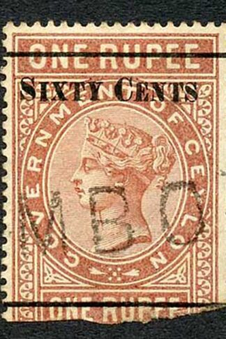 Ceylon Telegraph SGT73 60c on 1r red-brown Type 68