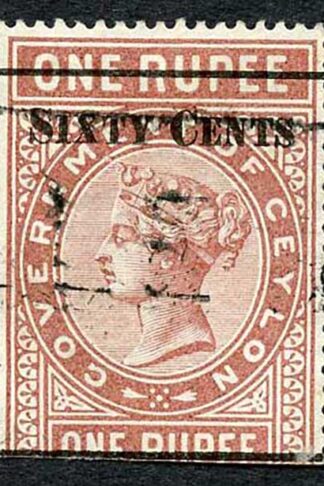 Ceylon Telegraph SGT73 60c on 1r red-brown Type 68
