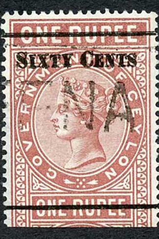 Ceylon Telegraph SGT73 60c on 1r red-brown Type 68