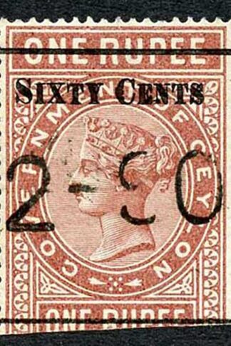 Ceylon Telegraph SGT73 60c on 1r red-brown Type 68