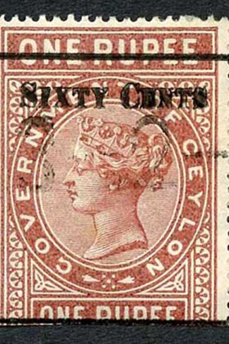 Ceylon Telegraph SGT73 60c on 1r red-brown Type 68