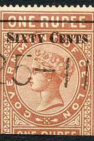 Ceylon Telegraph SGT73 60c on 1r red-brown Type 68