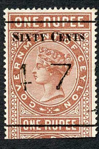 Ceylon Telegraph SGT73 60c on 1r red-brown Type 68