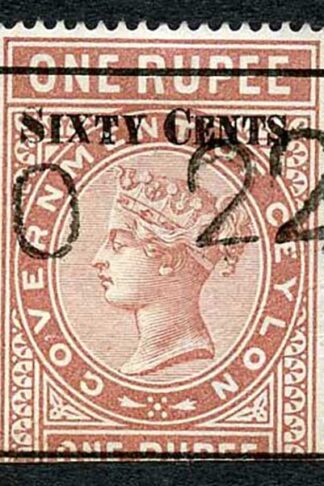 Ceylon Telegraph SGT73 60c on 1r red-brown Type 68