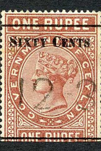 Ceylon Telegraph SGT73 60c on 1r red-brown Type 68