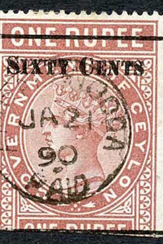 Ceylon Telegraph SGT73 60c on 1r red-brown Type 68