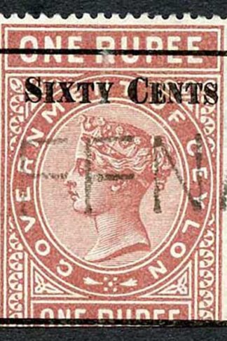 Ceylon Telegraph SGT73 60c on 1r red-brown Type 68