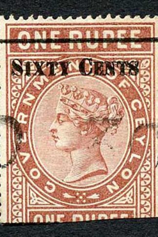 Ceylon Telegraph SGT73 60c on 1r red-brown Type 68