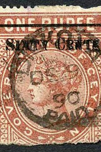 Ceylon Telegraph SGT73 60c on 1r red-brown Type 68