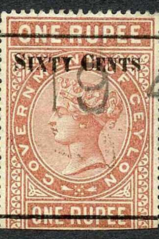 Ceylon Telegraph SGT73 60c on 1r red-brown Type 68 Tall NT of Cents
