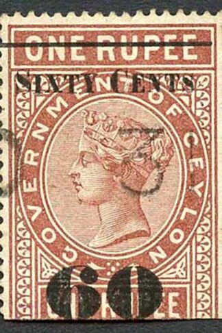 Ceylon Telegraph SGT75 60c on 1r red-brown Type 70 Cat 5 pounds