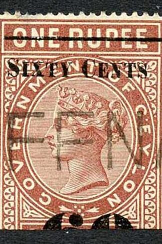 Ceylon Telegraph SGT75 60c on 1r red-brown Type 70 Cat 5 pounds