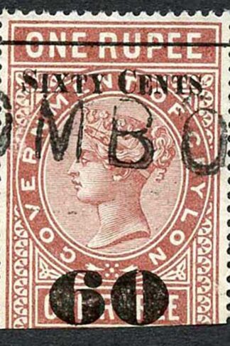 Ceylon Telegraph SGT75 60c on 1r red-brown Type 70 Cat 5 pounds