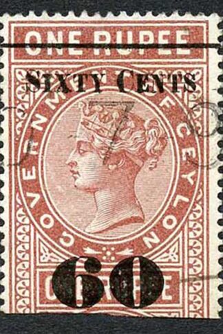 Ceylon Telegraph SGT75 60c on 1r red-brown Type 70 Cat 5 pounds