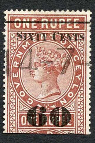 Ceylon Telegraph SGT75 60c on 1r red-brown Type 70 Cat 5 pounds