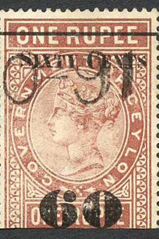 Ceylon Telegraph SGT75 60c on 1r red-brown Type 70 Cat 5 pounds