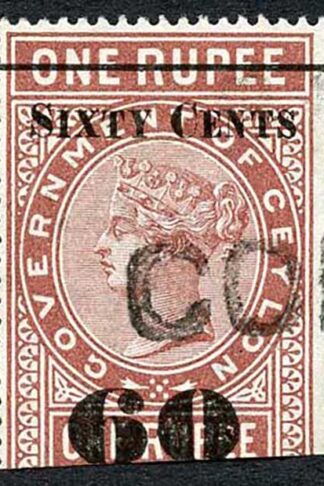 Ceylon Telegraph SGT75 60c on 1r red-brown Type 70 Cat 5 pounds