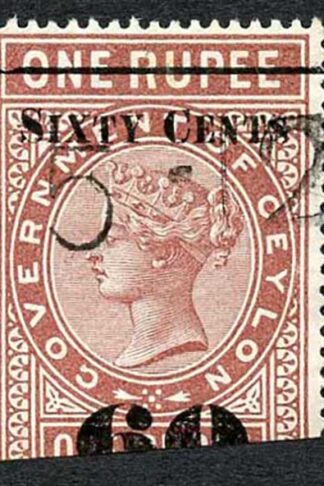 Ceylon Telegraph SGT75 60c on 1r red-brown Type 70 Cat 5 pounds