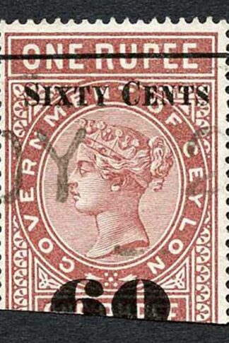 Ceylon Telegraph SGT75 60c on 1r red-brown Type 70 Cat 5 pounds