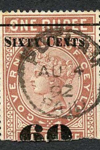 Ceylon Telegraph SGT75 60c on 1r red-brown Type 70 Cat 5 pounds