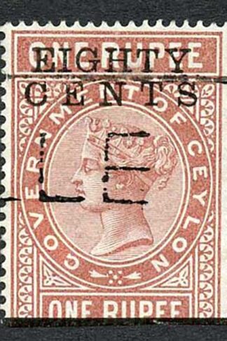 Ceylon Telegraph SGT88 80c on 1r Red-brown Type 83 Cat 6 pounds
