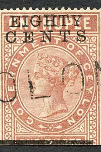 Ceylon Telegraph SGT88 80c on 1r Red-brown Type 83