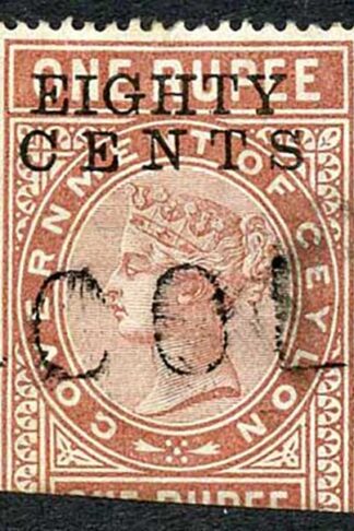 Ceylon Telegraph SGT88 80c on 1r Red-brown Type 83