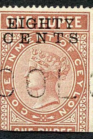 Ceylon Telegraph SGT88 80c on 1r Red-brown Type 83
