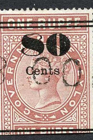 Ceylon Telegraph SGT89 80c on 1r Red-brown Type 84 Dented 8