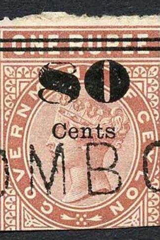 Ceylon Telegraph SGT89 80c on 1r Red-brown Type 84