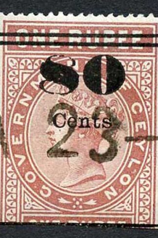 Ceylon Telegraph SGT89 80c on 1r Red-brown Type 84 Damaged 8