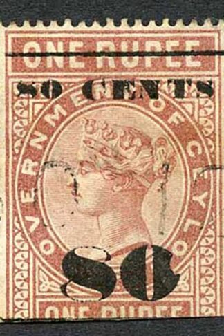 Ceylon Telegraph SGT90 80c on 1r Red-brown Type 85 Defective Large 0